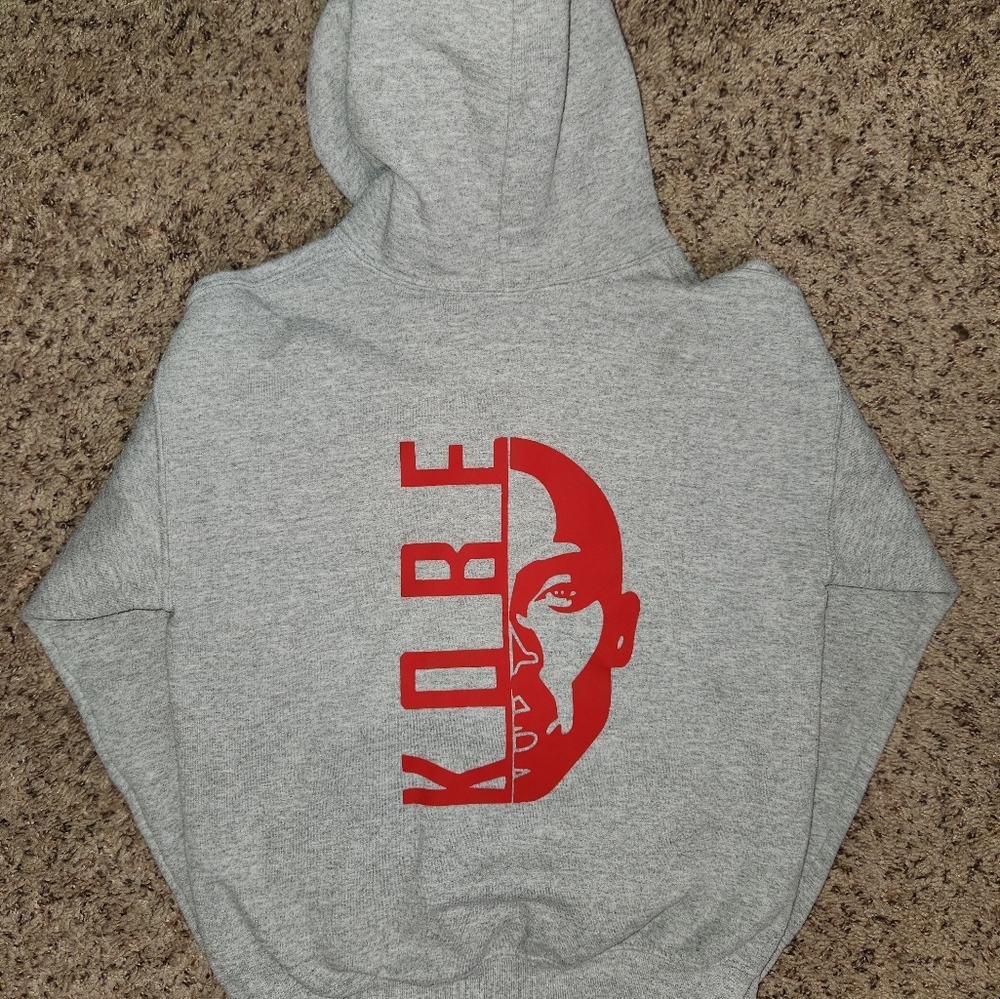 Kobe Bryant custom hoodie, gray, boys size youth medium